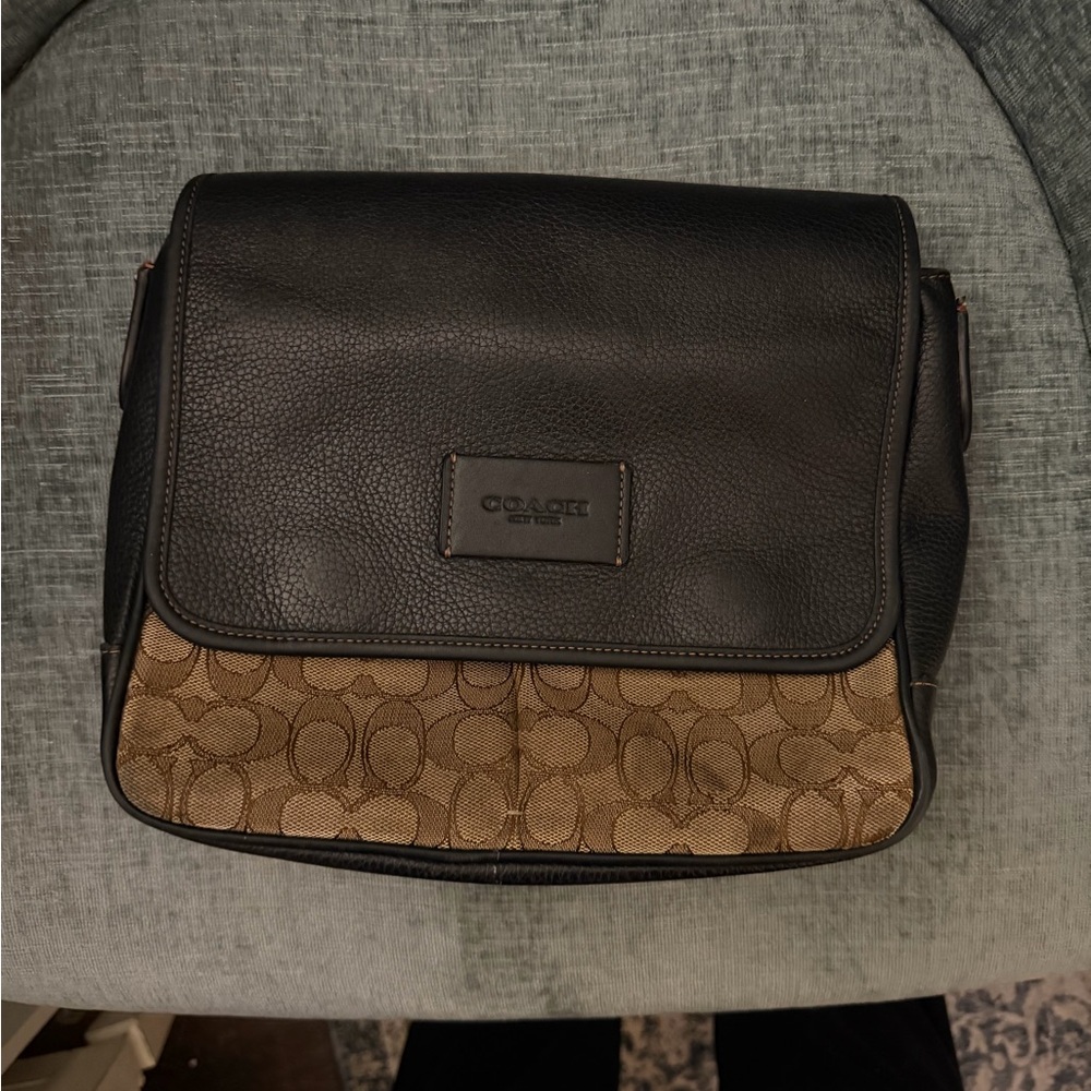 Coach Black and Brown Men's Messenger Bag